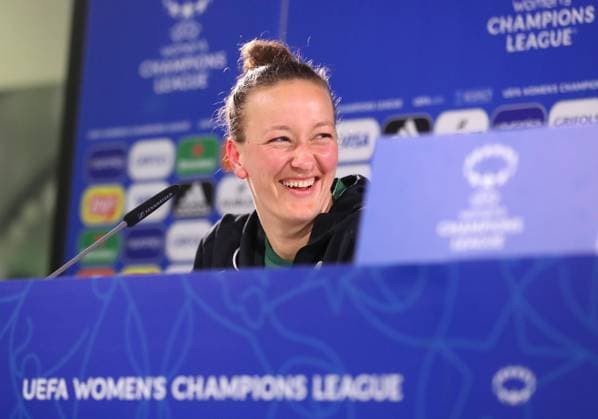 VfL vs Arsenal, CL Women, Previews Wolfsburg, 30 03 2022, FOOTBALL VfL Wolfsburg vs Arsenal Woman FC, Champions League Women, Quarterfinals, Season 2021 22 Press conference with goalkeeper Almuth Schult VfL Wolfsburg Wolfsburg