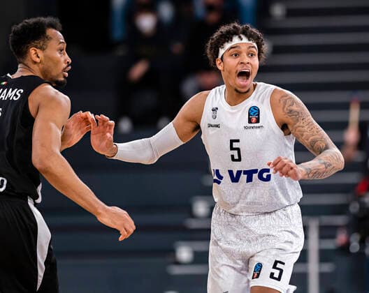 Jonathan Williams Trento , Caleb Homesley Towers 30 03 22, Hamburg, Hamburg Towers vs Dolimiti Energia Trento, Basketball 7Days EuroCup, Round 17, Season 2021 2022 Â