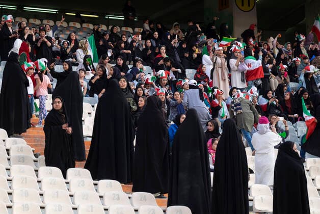 Female Fans, Iran, World Cup Female security personnels monitor an area as Iranian soccer female fans attend the Azadi (Freedom) stadium in western Tehran, October 10, 2019. Despite the Iranian sports ministry making tickets for Iranian female soccer fans for the March 29th match between Iran and Lebanon, they were denied entry, making the Iranian football federation fear they will be banned from the 2022 World Cup in Qatar. Tehran Tehran Iran  Copyright: xMortezaxNikoubazlx originalFilename:nikoubazl-femalefa191010_npe5Z.jpg