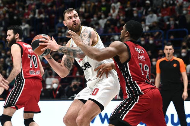 Db Milano 31 03 2022 - basket Eurolega AX Armani Exchange Olimpia Milano-As Monaco foto Daniele Buffa Image nella foto: Donatas Motiejunas-Kyle Hines 