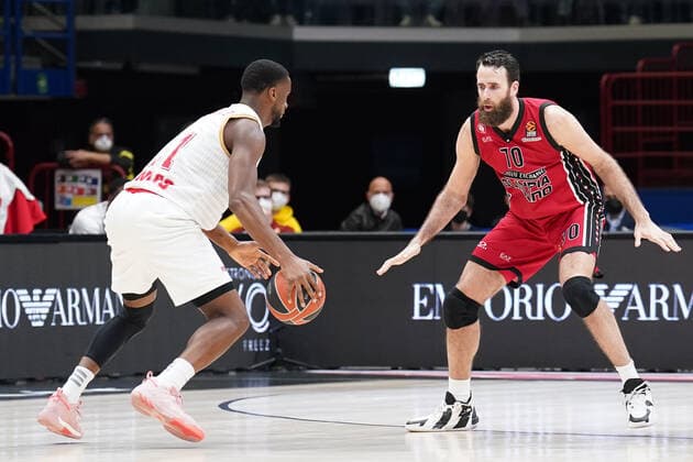 March 31, 2022, Milan, Italy: Milan, Italy, Mediolanum Forum, March 31, 2022, Alpha Diallo (AS Monaco Basket) twharted by Gigi Datome (AX Armani Exchange Olimpia Milano) during A.X Armani Exchange Milano vs AS Monaco - Basketball Euroleague Championship. Basketball Euroleague Championship - A X Armani Exchange Milano vs AS Monaco, Milan, Italy - ZUMAl164 20220331_zsa_l164_010 Copyright: xSimonexLucarellix