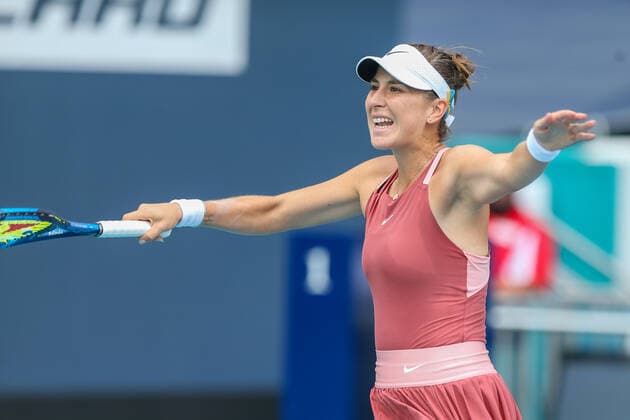 March 31, 2022, Miami Gardens, Florida, United States: Belinda Bencic (SUI) reacts after a winner during the women s singles semifinals at the Miami Open presented by Itau at Hard Rock Stadium in Miami Gardens, Florida. Miami Gardens United States - ZUMAw109 20220331_zap_w109_041 Copyright: xDebbyxWongx