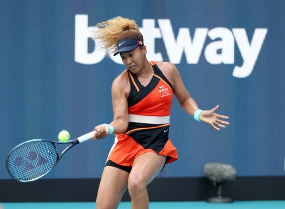 March 31, 2022, Miami Gardens, Florida, United States Of America: MIAMI GARDENS, FLORIDA - MARCH 31: Naomi Osaka of Japan defeats Belinda Bencic of Switzerland during the women s semifinals of the Miami Open at Hard Rock Stadium March 31, 2022 in Miami Gardens, Florida. ...People: Naomi Osaka Miami Gardens United States Of America - ZUMAs214 20220331_zda_s214_066 Copyright: xSMGx