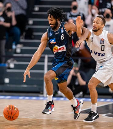 Terell Harris HARKO , Jaylon Brown Towers 01 04 22, Hamburg, Hamburg Towers vs Hakro Merlins Crailsheim, easyCredit BBL, Basketball Bundesliga, 1 Liga, season 2021 2022, 28 matchday Â