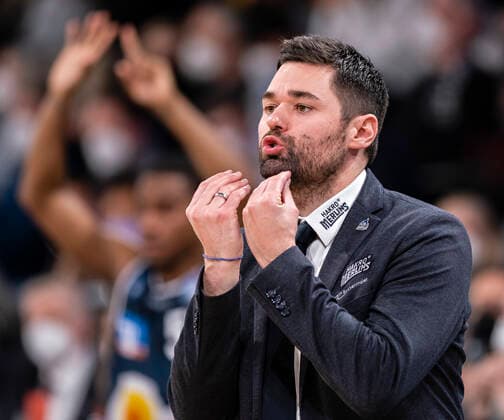 Head Coach Sebastian Gleim HAKRO 01 04 22, Hamburg, Hamburg Towers vs Hakro Merlins Crailsheim, easyCredit BBL, Basketball Bundesliga, 1 Liga, season 2021 2022, 28 matchday Â