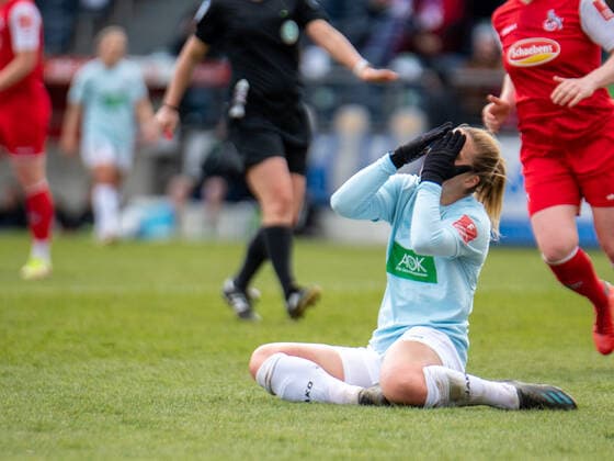 Dina Orschmann 11 Potsdam angry at Flyeralarm womens Bundesliga match 1 FFC Turbine Potsdam 1 FC Köln on 02 04 2022 Potsdam Karl Liebnkecht Stadion Brandenburg Germany