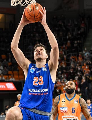 GER, BBL, ratiopharm Ulm vs Syntainics MBC 02 04 2022, ratiopharm arena, New Ulm, GER, BBL, ratiopharm Ulm vs Syntainics MBC, in picture Goran Huskic Syntainics, 23 pts, Sean Evans Ulm, 5 nordphotoxGmbHx xHafner nph00200
