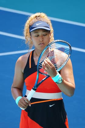 April, 2 - Miami Gardens: Naomi Osaka(JPN) in action here plays Iga Swaitek(POL) at the Finals of the 2022 Miami open. . Credit: MediaPunch Miami Gardens United States - ZUMA 0154368514st Copyright: xAndrewxPatronx