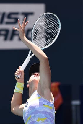 MIAMI GARDENS, FL - APRIL 2: Iga Swiatek of Poland during the Women™s finals match for the Miami Open on April 02, 2022, at Hard Rock Stadium in Miami Gardens, Florida. (Photo by Michele Eve Sandberg Icon Sportswire) TENNIS: APR 02 Miami Open Icon220402763