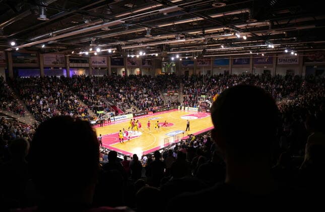 Again full hall in the Telekom Dome at the game Telekom Baskets Bonn vs MHP RIESEN Ludwigsburg easyCredit BBL 1 Bundesliga , season 2021 2022 , main round 28 matchday