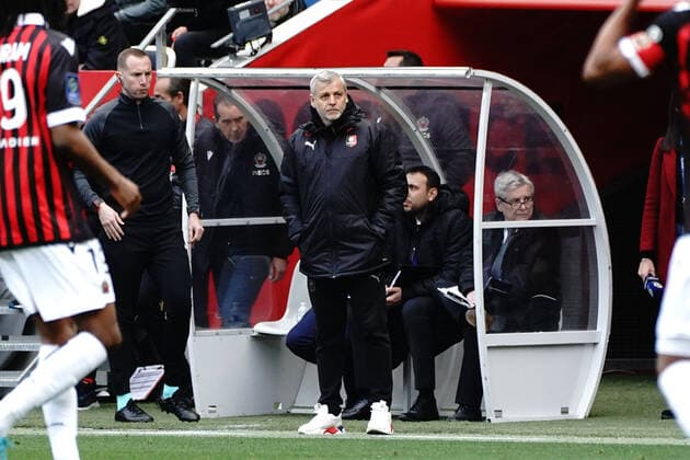 Fußball, OGC Nizza - Stade Rennes Bruno Genesio (Entraineur du Stade Rennais) FOOTBALL : OGC Nice vs Rennes - Ligue 1 Uber Eats - Nice - 02 04 2022 NorbertScanella Panoramic 