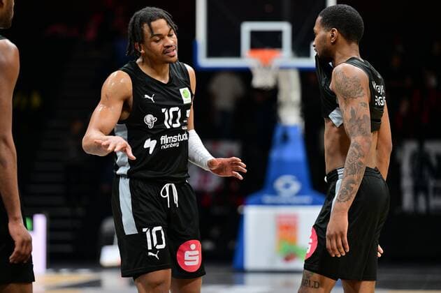 03 04 2022 Basketball Season 2021 2022 2 Bundesliga Pro A 33 Matchday Nuremberg Falcons Basketball Club NBC Medipolis SC Jena Evan Derek Taylor 10, Nuremberg Falcons BC NBC Dupree Mc Brayer 1, Nuremberg Falcons BC NBC