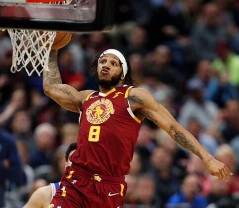 Cleveland Cavaliers guard Lamar Stevens goes up for a dunk during the first half of the NBA, Basketball Herren, USA game between the Cleveland Cavaliers and the Philadelphia 76ers at Rocket Mortgage Fieldhouse in Cleveland, Ohio, USA, 3, April 2022. Philadelphia 76ers at Cleveland Cavaliers !ACHTUNG: NUR REDAKTIONELLE NUTZUNG!  Copyright: xDAVIDxMAXWELLx AME8612 20220404-7f31c1a74ba36ec8bbf634a97e640d23458fa0d1