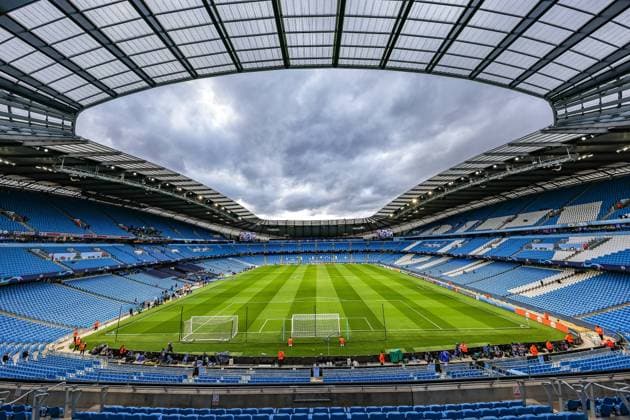 Manchester City v Atletico Madrid Champions League 05 04 2022. Quarter Final 1st Leg General view inside the Etihad Stadium during the Champions League quarter-final first leg match between Manchester City and Atletico Madrid at the Etihad Stadium, Manchester, England on 5 April 2022. Editorial use only , Copyright: xNigelxKeenex PSI-15003-0001