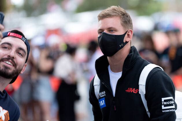 MELBOURNE, AUSTRALIA - APRIL 07: Mick Schumacher (47) of Germany and Haas F1 Team arrives at the Australian Formula One Grand Prix at Albert Park on April 07, 2022 in Melbourne, Australia. (Photo by Steven Markham Icon Sportswire) AUTO: APR 07 F1 - Australian Grand Prix Icon22040706181