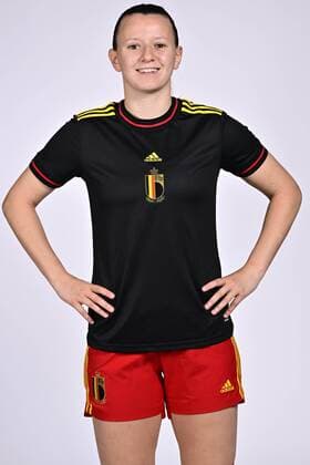 TUBIZE, BELGIUM - APRIL 05 : Eurlings Hannah forward of Belgium pictured during a photoshoot of the National Belgian Football Team Women The Red Flames on April 5, 2022 in Tubize, Belgium, 05 04 2022 ( photoshoot Red Flames PhotoNews Panoramic 