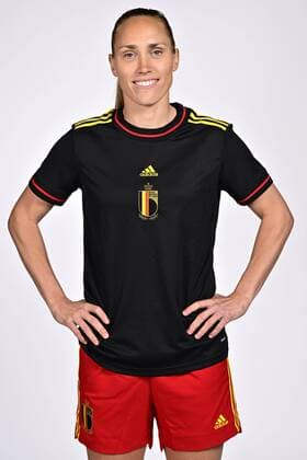 TUBIZE, BELGIUM - APRIL 05 : Cayman Janice forward of Belgium pictured during a photoshoot of the National Belgian Football Team Women The Red Flames on April 5, 2022 in Tubize, Belgium, 05 04 2022 ( photoshoot Red Flames PhotoNews Panoramic 