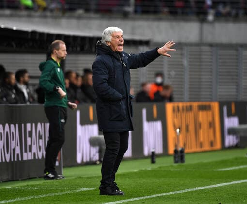Football, Men, 2021 2022 season, Europa League quarterfinals, first leg , RB Leipzig Atalanta Bergamo, Gian Piero Gasperini Atalanta Bergamo , 07 04 2022, Copyright: xSebastianxRäppoldx xMatthiasxKochx
