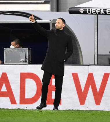 Football, men, season 2021 2022, Europa League quarterfinals, first leg , RB Leipzig Atalanta Bergamo, coach Domenico Tedesco RB Leipzig , 07 04 2022, Copyright: xSebastianxRäppoldx xMatthiasxKochx