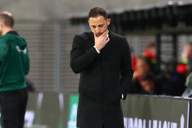 07 04 2022, xtgx, football UEFA European League, RB Leipzig Atalanta Bergamo emspor, v l Domenico Tedesco Leipzig, coach thoughtfully disappointed, looks disappointed, dejected, disappointed DFL DFB REGULATES PROHIBIT ANY USE OF PHOTOGRAPHS as IMAGE SEQUENCES and or QUASI VIDEO Leipzig