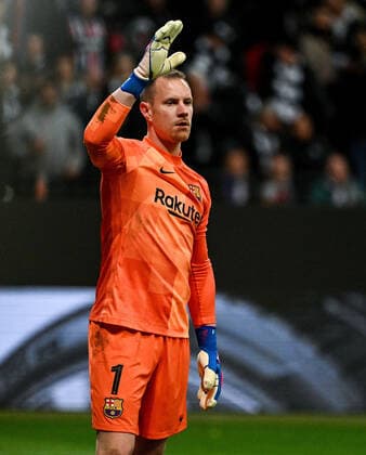 07 04 2022, xpsx, football UEFA Europa League quarterfinals, Eintracht Frankfurt FC Barcelona v l Marc Andre ter Stegen FC Barcelona DFL DFB REGULATIONS PROHIBIT ANY USE OF PHOTOGRAPHS as IMAGE SEQUENCES and or QUASI VIDEO emspor Frankfurt