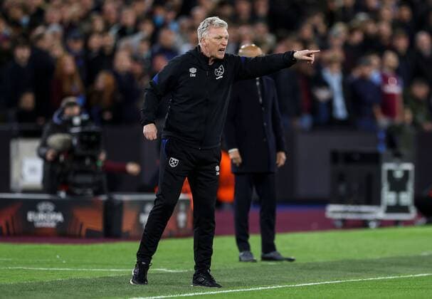 Mandatory Credit: Photo by Simon Dael Shutterstock (12885077am) David Moyes manager of West Ham United West Ham United v Olympique Lyonnais, UEFA Europa League, Quarter Final, First Leg, Football, The London Stadium, London, UK - 07 Apr 2022 EDITORIAL USE ONLY No use with unauthorised audio, video, data, fixture lists, club league logos or live services. Online in-match use limited to 120 images, no video emulation. No use in betting, games or single club league player publications. West Ham United v Olympique Lyonnais, UEFA Europa League, Quarter Final, First Leg, Football, The London Stadium, London, UK - 07 Apr 2022 EDITORIAL USE ONLY No use with unauthorised audio, video, data, fixture lists, club league logos or live services. Online in-match use limited to 120 images, no video emulation. No use in betting, games or single club league player publications. Copyright: xSimonxDael Shutterstockx 12885077am