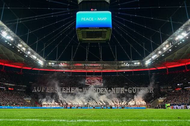 Frankfurt fans with choreo, Eintracht Frankfurt vs FC Barcelona, Europa League, quarter final, first leg, 07 04 2022 Frankfurt Hesse Germany Copyright: xkolbert-press MarcxNiemeyerx