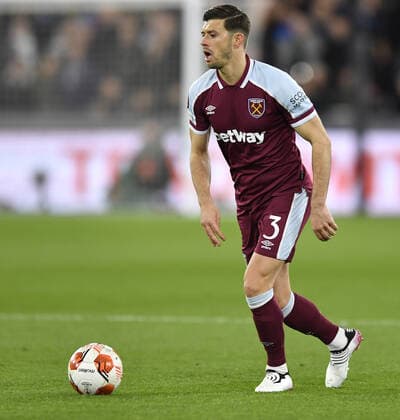 Mandatory Credit: Photo by James Griffiths West Ham United Shutterstock (12885363bk) Aaron Cresswell of West Ham United in action West Ham United v Olympique Lyonnais, UEFA Europa League, Quarter Final, First Leg, Football, The London Stadium, London, UK - 07 Apr 2022 EDITORIAL USE ONLY No use with unauthorised audio, video, data, fixture lists, club league logos or live services. Online in-match use limited to 120 images, no video emulation. No use in betting, games or single club league player publications. West Ham United v Olympique Lyonnais, UEFA Europa League, Quarter Final, First Leg, Football, The London Stadium, London, UK - 07 Apr 2022 EDITORIAL USE ONLY No use with unauthorised audio, video, data, fixture lists, club league logos or live services. Online in-match use limited to 120 images, no video emulation. No use in betting, games or single club league player publications. Copyright: xJamesxGriffiths WestxHamxUnited Shutterstockx 12885363bk
