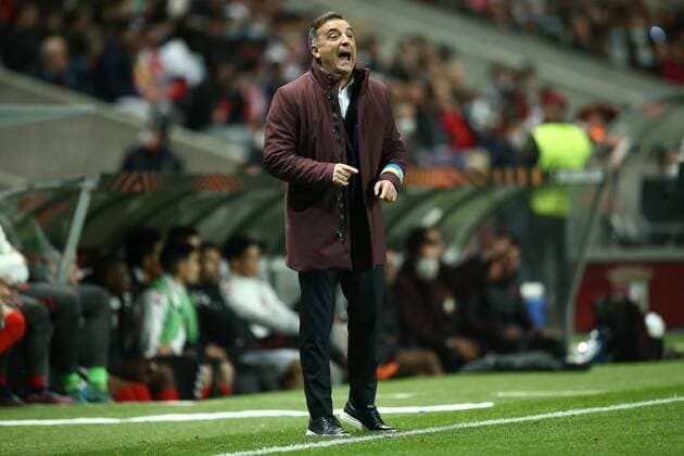 Mandatory Credit: Photo by Michael Zemanek Shutterstock (12885087w) Carlos Carvalhal manager of Sporting Braga reacts Braga v Rangers, UEFA Europa League, Quarter Final, First Leg, Football, Estadio Municipal de Braga, Braga, Portugal - 07 Apr 2022 EDITORIAL USE ONLY No use with unauthorised audio, video, data, fixture lists, club league logos or live services. Online in-match use limited to 120 images, no video emulation. No use in betting, games or single club league player publications. Braga v Rangers, UEFA Europa League, Quarter Final, First Leg, Football, Estadio Municipal de Braga, Braga, Portugal - 07 Apr 2022 EDITORIAL USE ONLY No use with unauthorised audio, video, data, fixture lists, club league logos or live services. Online in-match use limited to 120 images, no video emulation. No use in betting, games or single club league player publications.  Copyright: xMichaelxZemanek Shutterstockx 12885087w