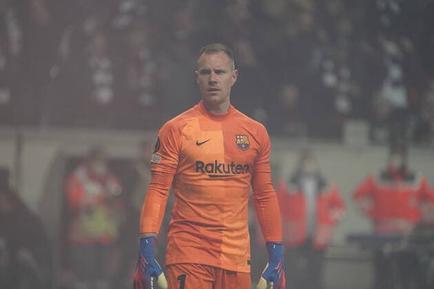 Goalkeeper Marc Andre ter Stegen FC Barcelona, Barca Frankfurt 07 04 2022 Eintracht Frankfurt vs FC Barcelona, UEFA Europa League, quarterfinals, first leg