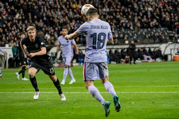 UEFA Europa League, Eintracht Frankfurt vs FC Barcelona, Deutsche Bank Park, Frankfurt, 07 04 2022 Jordi Alba FC Barcelona 18 , Eintracht Frankfurt vs FC Barcelona, Frankfurt, Deutsche Bank Park, 7 4 2022 Copyright: xBEAUTIFULxSPORTS Gawlikx