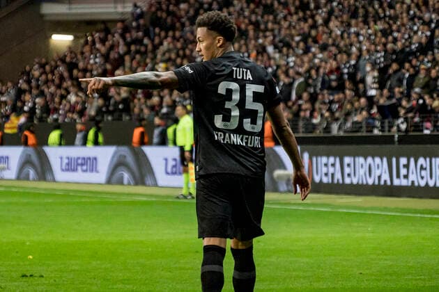 UEFA Europa League, Eintracht Frankfurt vs FC Barcelona, Deutsche Bank Park, Frankfurt, 07 04 2022 Tuta Eintracht Frankfurt 35 , Eintracht Frankfurt vs FC Barcelona, Frankfurt, Deutsche Bank Park, 7 4 2022 Copyright: xBEAUTIFULxSPORTS Gawlikx