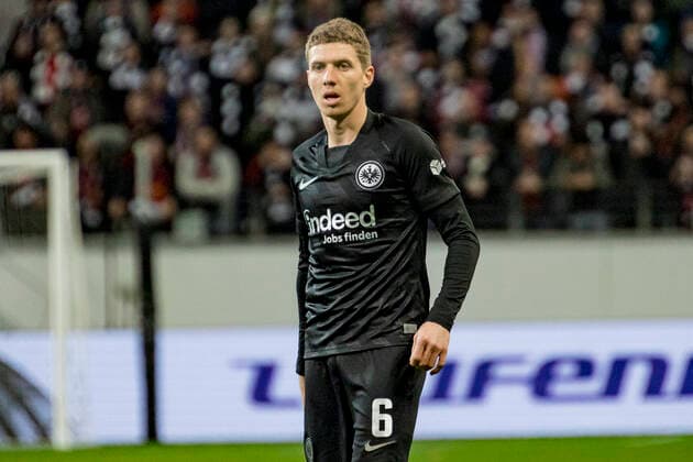 UEFA Europa League, Eintracht Frankfurt vs FC Barcelona, Deutsche Bank Park, Frankfurt, 07 04 2022 Kristijan Jakic Eintracht Frankfurt 6 , Eintracht Frankfurt vs FC Barcelona, Frankfurt, Deutsche Bank Park, 7 4 2022 Copyright: xBEAUTIFULxSPORTS Gawlikx