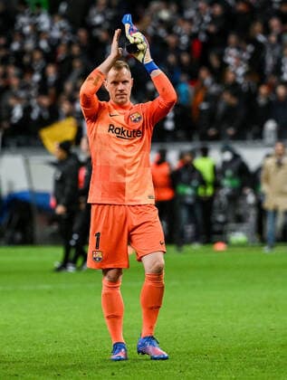 07 04 2022, xpsx, football UEFA Europa League quarterfinals, Eintracht Frankfurt FC Barcelona v l Marc Andre ter Stegen FC Barcelona DFL DFB REGULATIONS PROHIBIT ANY USE OF PHOTOGRAPHS as IMAGE SEQUENCES and or QUASI VIDEO emspor Frankfurt