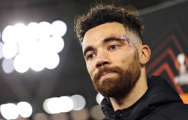 Mandatory Credit: Photo by Simon Dael Shutterstock (12885077di) Ryan Fredericks of West Ham United during a post match interview West Ham United v Olympique Lyonnais, UEFA Europa League, Quarter Final, First Leg, Football, The London Stadium, London, UK - 07 Apr 2022 EDITORIAL USE ONLY No use with unauthorised audio, video, data, fixture lists, club league logos or live services. Online in-match use limited to 120 images, no video emulation. No use in betting, games or single club league player publications. West Ham United v Olympique Lyonnais, UEFA Europa League, Quarter Final, First Leg, Football, The London Stadium, London, UK - 07 Apr 2022 EDITORIAL USE ONLY No use with unauthorised audio, video, data, fixture lists, club league logos or live services. Online in-match use limited to 120 images, no video emulation. No use in betting, games or single club league player publications. Copyright: xSimonxDael Shutterstockx 12885077di