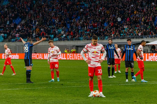 Leipzig, Germany 07 April 2022 Europa League 2021 2022 RB Leipzig vs Bergamo Andre Silva RB Leipzig on penalty spot Red Bull Stadion Saxony Copyright: xFotostandx xMatybax
