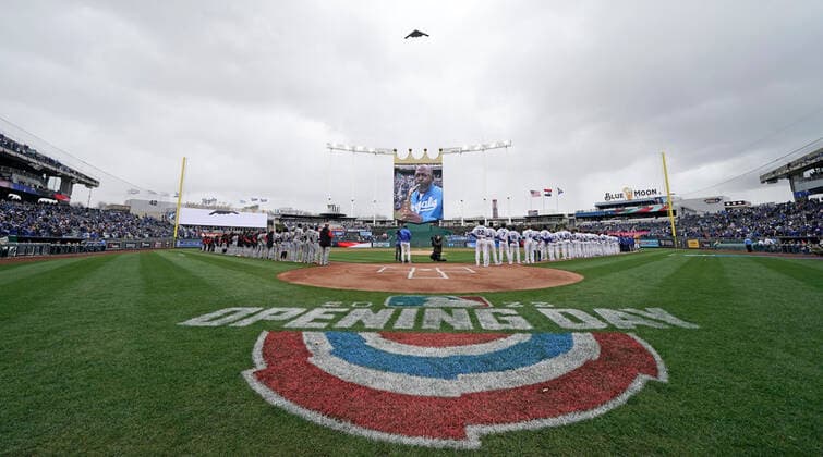 Apr 07, 2022: Opening day stealth bomber fly over at Kauffman Stadium Kansas City, Missouri. The Kansas City Royals defeated the Cleveland Guardians 3-1. CSM. Kansas City United States - ZUMAc04_ 20220407_zaf_c04_063 Copyright: xJonxRobichaudx