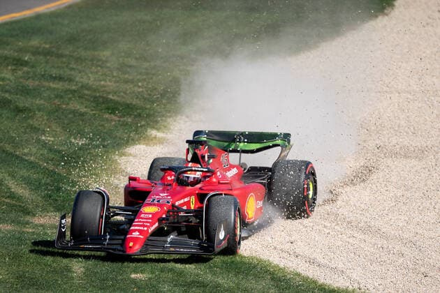 MELBOURNE, AUSTRALIA - APRIL 08: Charles Leclerc (16) of Monaco and Scuderia Ferrari off the track during the Australian Formula One Grand Prix at Albert Park on April 08, 2022 in Melbourne, Australia. (Photo by Steven Markham Icon Sportswire) AUTO: APR 08 F1 - Australian Grand Prix Icon22040815231