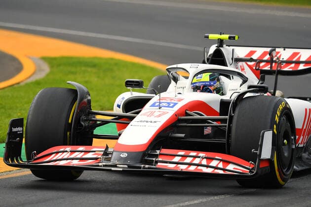 AUSTRALIAN F1 GRAND PRIX, Mick Schumacher of Haas F1 Team in action during practice session one on day two of the Formula 1 Australian Grand Prix 2022 at the Albert Park Grand Prix Circuit in Melbourne, Friday, April 8, 2022. ( NO ARCHIVING, EDITORIAL USE ONLY, NO USE IN BOOKS WITHOUT CONSENT MELBOURNE VIC AUSTRALIA  Copyright: xJAMESxROSSx 20220408001644909476
