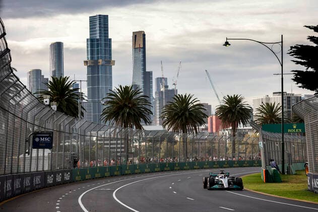 63 George Russell GBR, Mercedes AMG Petronas F1 Team , F1 Grand Prix of Australia at Melbourne Grand Prix Circuit on April 8, 2022 in Melbourne, Australia Photo by HOCH ZWEI Melbourne Australia