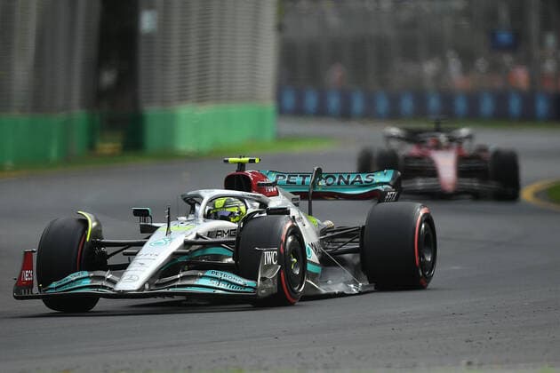 AUSTRALIAN F1 GRAND PRIX, Lewis Hamilton of Mercedes during Practice 2 for the Formula 1 Australian Grand Prix 2022 at the Albert Park Grand Prix Circuit in Melbourne, Friday, April 8, 2022. ( NO ARCHIVING, EDITORIAL USE ONLY, NO USE IN BOOKS WITHOUT CONSENT MELBOURNE VIC AUSTRALIA  Copyright: xJOELxCARRETTx 20220408001644914583
