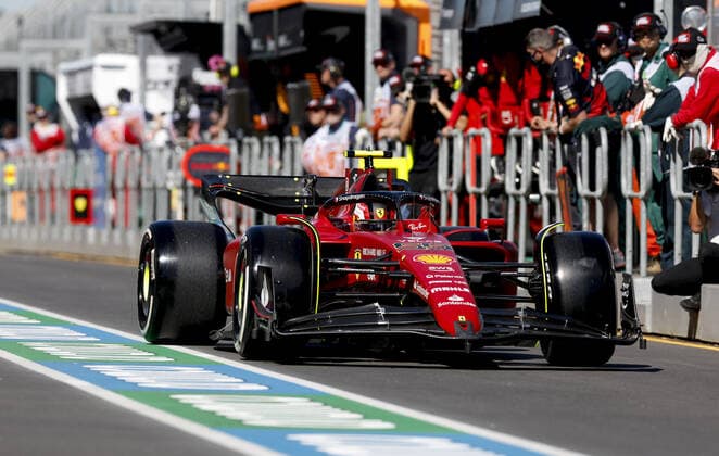 55 SAINZ Carlos (spa), Scuderia Ferrari F1-75, action during the Formula 1 Heineken Australian Grand Prix 2022, 3rd round of the 2022 FIA Formula One World Championship, WM, Weltmeisterschaft on the Albert Park Circuit, from April 8 to 10, 2022 in Melbourne, Australia - F1 - AUSTRALIAN GRAND PRIX 2022 DPPI Panoramic  F12022GP03SAUS_JK287642