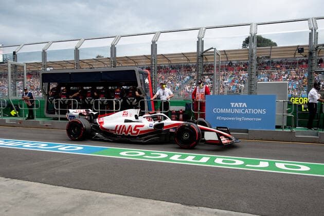 MELBOURNE, AUSTRALIA - APRIL 08: Kevin Magnussen (20) of Denmark and Haas F1 Team exits pit lane during the Australian Formula One Grand Prix at Albert Park on April 08, 2022 in Melbourne, Australia. (Photo by Steven Markham Icon Sportswire) AUTO: APR 08 F1 - Australian Grand Prix Icon22040822811