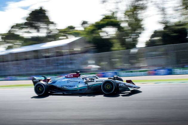 George Russell UK, Mercedes AMG Petronas F1 Team 63 in the Mercedes W13, AUS, Formula 1 Australian Grand Prix, Albert Park Circuit Melbourne, Free Practice, 08 04 2022 AUS, Formula 1 Australian Grand Prix, Albert Park Circuit Melbourne, Free Practice, 08 04 2022 Melbourne Copyright: xEibner Memmlerx EP_MMR