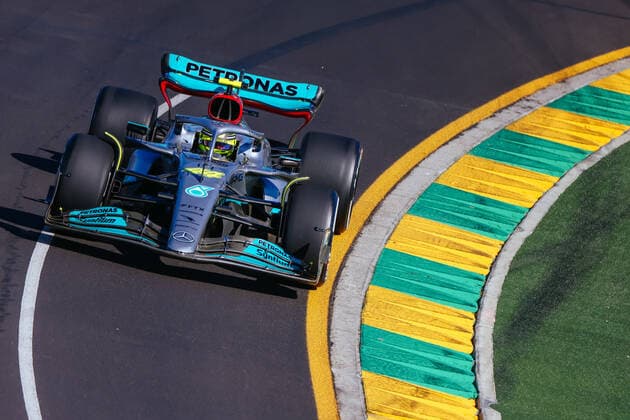 April 8, 2022, Melbourne, Victoria, Australia: MELBOURNE, AUSTRALIA - APRIL 8: Lewis Hamilton of Great Britain drives the number 44 Mercedes AMG Petronas F1 Team W13 during practice at the 2022 Australian Grand Prix Melbourne Australia - ZUMAp121 20220408_zsp_p121_016 Copyright: xChrisxPutnamx