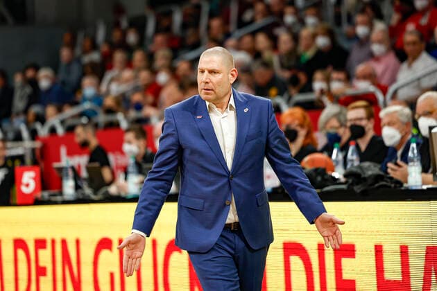 Head coach Oren Amiel Brose Bamberg Brose Bamberg Niners Chemnitz easyCredit BBL Basketball Bundesliga Saison 2021 22 Spieltag 29, 08 04 2022 Bamberg, Brose Arena Foto Daniel Löb Loeb Copyright: DanielxLöb