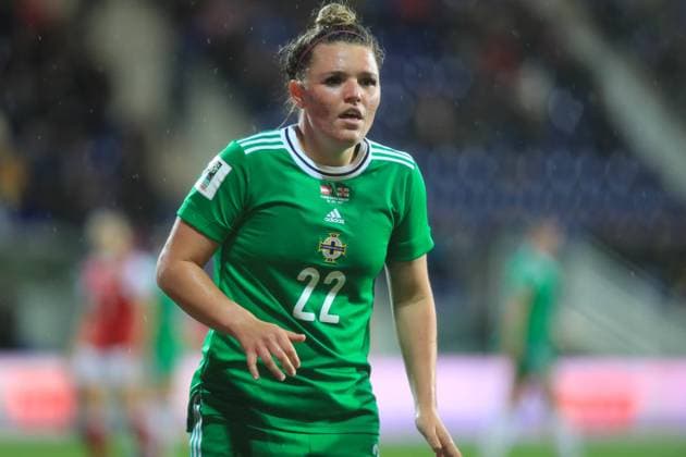 Abbie Magee in action during the FIFA WWC 2023 qualifying match Austria v Northern Ireland in Wiener Neustadt Austria Tom Seiss SPP Austria v Northern Ireland - FIFA WWC 2023 qualifying - Wiener Neustadt 