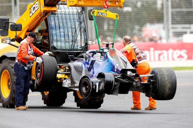 Debris pictured following the crash of 6 Nicholas Latifi CAN, Williams Racing , F1 Grand Prix of Australia at Melbourne Grand Prix Circuit on April 9, 2022 in Melbourne, Australia Photo by HOCH ZWEI Melbourne Australia