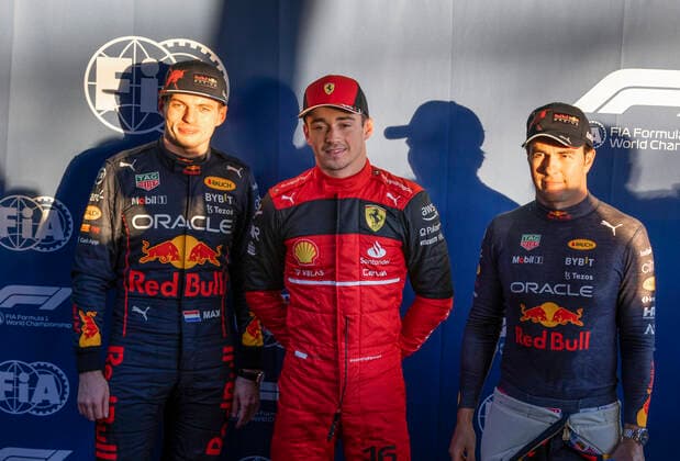 1 Max Verstappen NLD, Oracle Red Bull Racing , 16 Charles Leclerc MCO, Scuderia Ferrari , 11 Sergio Perez MEX, Oracle Red Bull Racing , F1 Grand Prix of Australia at Melbourne Grand Prix Circuit on April 9, 2022 in Melbourne, Australia Photo by HOCH ZWEI Melbourne Australia