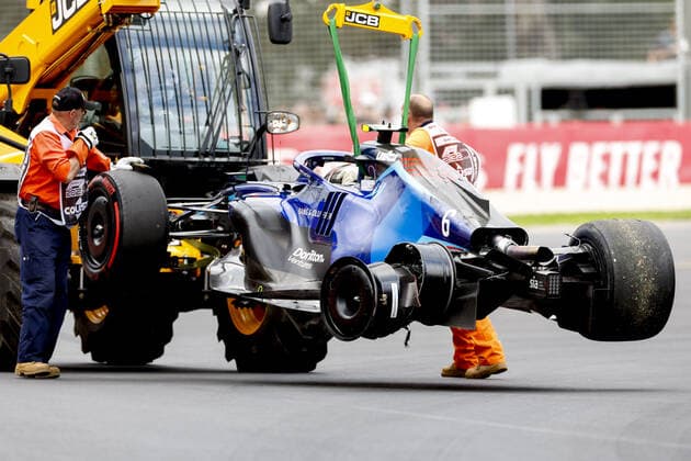 LATIFI Nicholas (can), Williams Racing FW44, action crash, accident, during the Formula 1 Heineken Australian Grand Prix 2022, 3rd round of the 2022 FIA Formula One World Championship, WM, Weltmeisterschaft on the Albert Park Circuit, from April 8 to 10, 2022 in Melbourne, Australia - F1 - AUSTRALIAN GRAND PRIX 2022 DPPI Panoramic  F12022GP03SAUS_JK293274